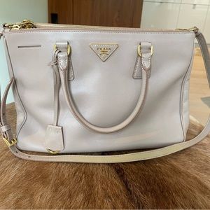 Authentic Prada Saffiano Lux Blush pink double zip leather tote